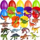 SpringFlower Filled Easter Egg With Dinosaur Toy,Easter Basket Stuffers for Kids, Easter Egg Hunt Game,Easter Party Favor Supplies Classroom Rewards, Basket Essentials, 12 PACK
