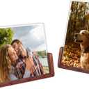 4x6 Picture Frame - 2 Pack, Rustic Wooden Photo Frame with Walnut Wood Base and High Definition Acrylic Glass Covers for Tabletop or Desktop Display (4x6 inch, Horizontal + Vertical)
