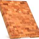 SHUMARU 17" Mahogany End-Grain Cutting Board 1.6" Thick Professional Butcher Block Handmade in Bali Knife-Friendly, Deep Juice Groove & Non-Slip Feet Artisan Wood Prep Station