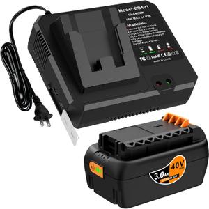 Amityke 3.0Ah Replacement for Black and Decker 40V Battery Charger & Battery Combo,Compatible with Black and Decker 40 Volt LBX2040 LBXR36 LBXR2036 LST540 LCS1240 LBX1540 Cordless Power Tools