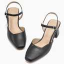 Rilista Women's Slingback Chunky Low Heels Closed Square Toe Heel Wedding Party Dress Pumps Shoes 7.5