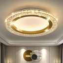 32W Gold LED Flush Mount Ceiling Light 15.7inch Modern Round Ceiling Light Fixture 3000K-6000K Super Bright Circle Ceiling Lamp for Bedroom Kitchen Bathroom Entryway Hallway Stairwell, 15.74inch