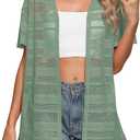 LILBETTER Womens Summer Lightweight Cardigan Short Sleeve Open Front Casual Loose Cover Ups 2025 (M)