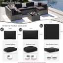 Aoxun 14pcs Patio Cushion Covers Replacement, Waterproof Outdoor Furniture Cushion Covers with Zipper and Non-Slip Bottom, Patio Sofa Couch 3 Sizes for Patio Sectional, Covers Only (Black)