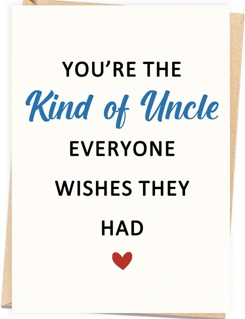 6 x Fathers Day Card Gifts for Uncle from Niece Nephew, Personalized Minimalist Premium Design, Funny Father's Day Decoration Ideas