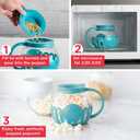 Ecolution Patented Micro-Pop Microwave Popcorn Popper with Temperature Safe Glass, 3-in-1 Lid Measures Kernels and Melts Butter, Made Without BPA, Dishwasher Safe, 1.5-Quart, Teal