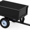 YINTATECH ATV Trailer Steel Dump Cart,Heavy Duty Pull Behind Dump Trailer with Fold-Down Side Panels, Yard Garden Utility Trailer for Lawn Mower Trailer Tractor, Alloy Steel, Black
