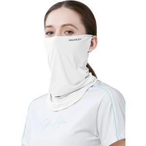 PROUDDEMON UPF 50+ Washable Face Mask for Women & Men  Ice Silk Cooling Full Face Sun Protection Breathable Neck Gaiter (White)