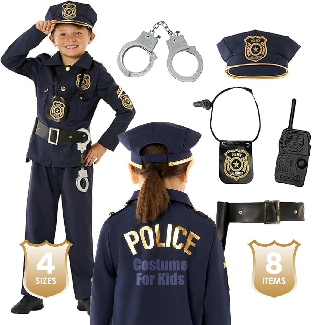 Morph Police Officer Costume For Boys, Kids Cop Outfit, Police Costume For Children, Fun Dress-Up Role Play (10-12 Years)