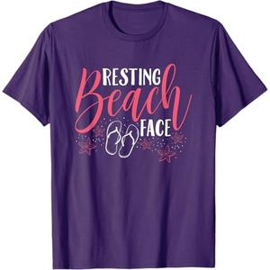 Summer Beach Scene Shirts Resting Beach Face Tee T-Shirt for Men Women Kids M