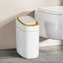 ELPHECO Automatic Bathroom Trash Can with Lid 2.5 Gallon Slim Sensor Garbage Can, 9L Narrow Plastic Trash Bin, Waterproof Motion Sensor Trash Bin for Bedroom, Living Room, Narrow Space, Golden