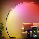 RGB Floor Lamp with 3 Color Temperatures, Ultra Bright 1800LM Smart Arc LED Floor Lamp with Remote Control, Music Sync, Scene Modes, Modern Standing Tall Lamp for Bedroom Living Room Gaming Rooms (Matte Black-RGBCCT)