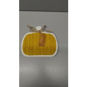 HH 6.6in Table Decor Pumpkin SweaterHoliday Home 6.7 in Wood Table Décor Pumpkin Sweater Yellow