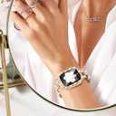 NewWays Sparkle You Days, Shine Every Moments Compatible with Apple Watch Band with Bling Case 40mm 41mm 44mm 45mm for Women, Jewelry Look Mesh Loop Magnetic Strap Protective Case for iWatch Women