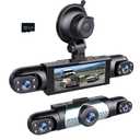 4 Channel Dash Cam 360° View, 1080P Front and Rear Inside, Left Right Dash Camera for Cars, Night Vision, WiFi & APP Control, G-Sensor, Loop Recording with 64GB SD Card (3 Channel DashCam+64G)