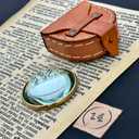 Pocket Magnifying Glass with Leather Box - Domed Magnifying Glass - Monocle Costume Magnifiers - Book Magnifier for Reading - Hand Made Gift (Gold - Without Chain)