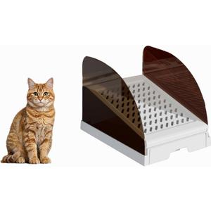 Plastic Inclined Steps Assist in Using Various Sizes of cat Litter Boxes. Plastic Large cat Litter Boxes Inclined Steps are Non StickHeight AdjustableEasy to Clean(White, Small)