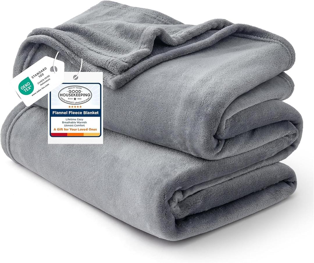 Bedsure GentleSoft Fleece Bed Blankets Queen Size Grey - Soft Lightweight Fuzzy Cozy Luxury Fall Blanket Microfiber, Room Home Decor Christmas Decorations Gifts for Women and Men, 90x90 inches