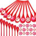 48Pcs Valentine Spoon Relay Race Toy Set,Heart Bouncy Balls Spoons Balance Games for Kids Adults Indoor Outdoor Party Supplies,Valentines Day Gift