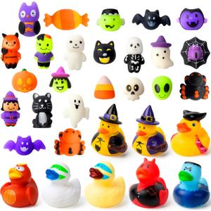 JOYIN Halloween Mochi Squishy Toys and Rubber Duck Surprise Toy Set, Holiday CountDown to Halloween, Advent Calendar Toys for Kids Party Favor Supply, Trick or Treating