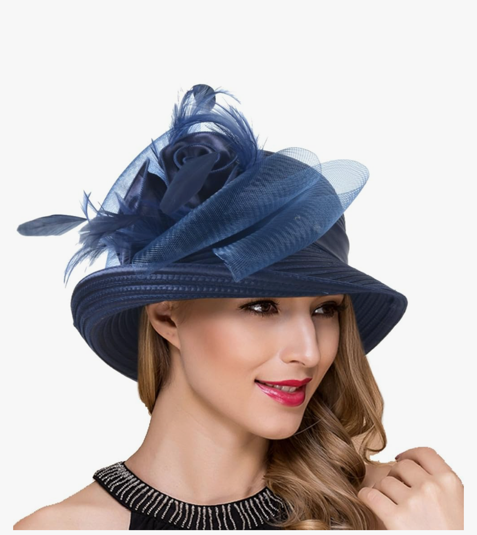 Women Derby Church Dress Cloche Hat Fascinator Floral Tea Party Wedding Bucket Hat S052