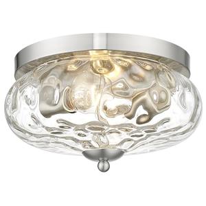 Darkaway Ceiling Light Fixtures Flush Mount Indoor Outdoor Ceiling Light with Water Ripple Glass Shade for Hallway Kitchen Bedroom Porch Living Room Nickel Finish