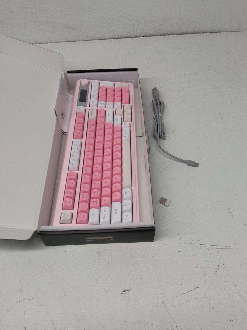 Wireless Gaming Keyboard with Screen, Prunus Lannesiana Hot-Swappable Mechanical Keyboard with Scroll Wheel, Numberpad, RGB Gasket Keyboard, Piano Pre Lubed Switch