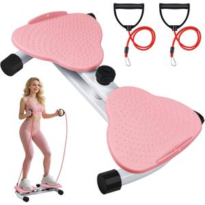 Waist Twister Machine, Ab Twister Board with Resistance Bands - 300 lbs Capacity Home Exercise Equipment for Belly Fat, Core Workout - Noiseless & Anti-Slip for Women/Men