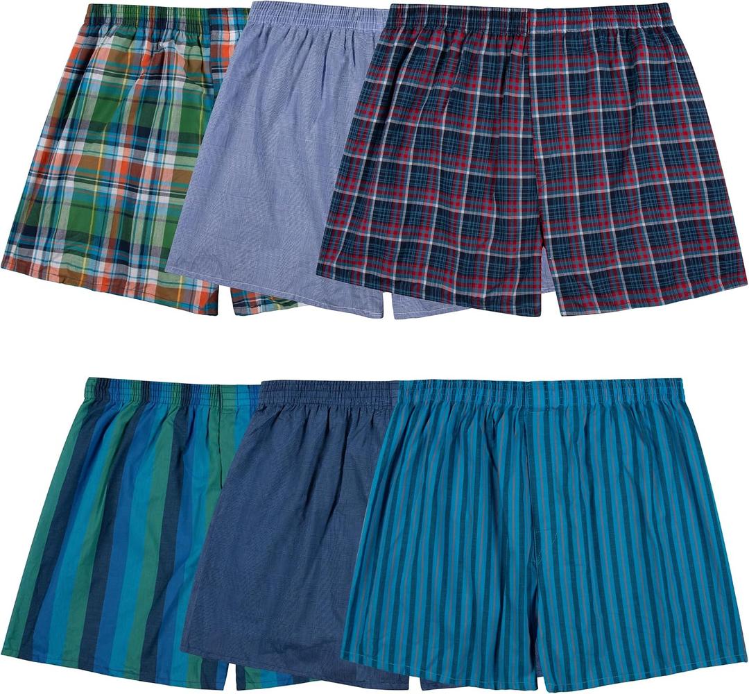 Fruit of the Loom Men's Tag Free Woven Boxer Shorts, Relaxed Fit, Moisture Wicking (8 Pack, Blue, L)
