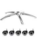 Frassie 28 Inch Office Gaming Chair Metal Base Replacement Part with 5 Wheels, Heavy Duty 2500 Lbs Wide Chair Legs Computer Desk Chair Base (Silver)