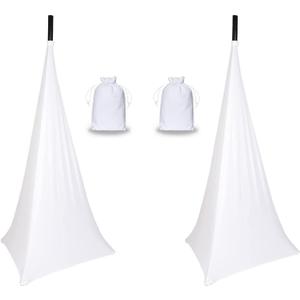 Speaker Stand Cover Tripod Stand Skirt, DJ Speaker Stand Tripod Cover Scrim 360 Degree Coverage (White-Two Pack)