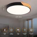 Modern LED Ceiling Light, Minimalist Wood Flush Mount Ceiling Light Fixture, 4000K Not Dimmable, Circle Lighting Lamp with Acrylic Lampshade for Bedroom Dining Room Laundry (Black,15.8")