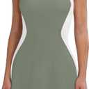 Blooming Jelly Women Tennis Dress Casual Athletic Color Block Outfit Racerback Built in Bra Golf Separate Shorts with Pocket (Small, Green)