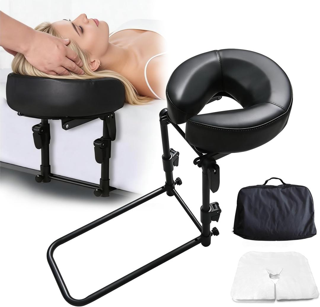Massage Headrest for Bed, Adjustable Home Use Massage Face Cradle, Portable Massage Table Kit for Sleeping Mattress, Face Down Pillow After Eye Surgery with Storage Bag & Disposable Covers