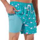 BRISIRA Mens Swim Trunks 5 Inch Compression Liner Beach Swim Shorts Bathing Suit Quick Dry 4-Way Stretch Pockets (XXL)