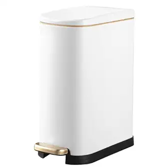ELPHECO Bathroom Trash Can with Lid Soft Close, 3.5 Gallon / 13.5 Litre Stainless Steel Pedel Garbage Can with Removable Inner Bucket, Wastebasket for Bathroom, Office, Bedroom, Matte White