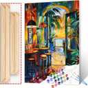 Tropical Paradise Painting Romantic Bar Shop Paint by Number Kits 16 x 20 inch Canvas DIY Graffitic Store Doorway Oil Acrylic Art for Adults Beginner with Brushes Home Decor Boho Gift(DIY Frame)