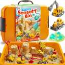 Klever Kits Construction Sensory Bin for Toddlers with Glow in The Dark Stones, Sandbox with Lid Castle Building kit, Preschool Learning Activities Gifts for Boys Girls Age 3+ by JOVA