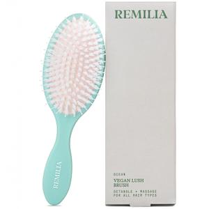Remilia Hair Ocean Vegan Lush Brush - Detangling Brush for All Hair Types, Natural, Straight, Curly, Wet, & Dry Hair - Hair Comb with Vegan Boar Bristles & Soft Ballpoint Tips