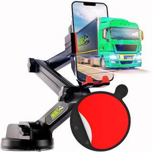Truckules Truck Phone Mount + Dash Pad, 16.9" Long Holder, Commercial, Red