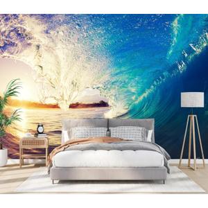 PYFFYP- Blue sea Waves Landscape Wallpaper murals for Living Room(Not Peel and Stick) (112" x 73", P026)