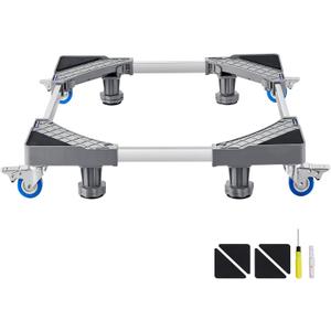 VEVOR Mini Fridge Stand, 16-25'' Adjustable Dolly Washing Machine Stand Base with 4 Strong Feet, 4 Locking Swivel Wheels, Furniture Mover Mobile Base for Washing Machine, Washer and Dryer