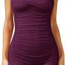 Tempt Me Women Tummy Control One Piece Swimsuits with Shorts Boyleg Retro Bathing Suit Halter Swimwear XL