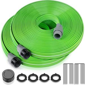 Sprinkler Soaker Hose for Yard 100 FT, Heavy Duty Garden Water Hoses with Stakes, Sprinklers System for Lawn, Flexible Drip Irrigation Tubing (50FT x 2 Pack)