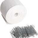 Curtain Pleat Tape, 10 Meters/10.9 Yards Pleater Tape for Curtains, Included 30 Pcs Stainless Steel 4 Prongs Curtain Pleater Hooks for DIY Pinch Pleat Curtain, White