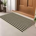 LEEVAN Outdoor Door Mat 2'x3' Washable Welcome Mat Woven Black and White Entryway Rug Farmhouse Front Porch Decor Outside Entrance Striped Outdoor Floor Mats