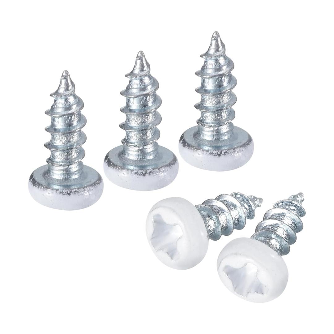 uxcell 25Pcs #2 x 1/4" White Pan Head Self Tapping Screws Carbon Steel Phillips Wood Screws for Woodworking, Silver Blue