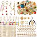 WDXIUE Keychain Making Kit, Charms Lip Gloss Key Chain Bracelet Design Set, Cute & Friendship Jewelry Making Kit, DIY Make 24 Set Keychain for Beginners