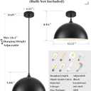 Black Pendant Lights Kitchen Island 3 Packs, 14 Inch Large Dome Pendant Light, Black and White Farmhouse Pendant Light, Island Pendant Lights for Kitchen, Dining Room, Cafe