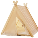 Solid Wood Cat Indoor Tent with Thick Mat, Portable Dog House Dog Teepee Tent, Cute Cat Teepee Cave Cat Bed,Dog Bed (Off White, M)